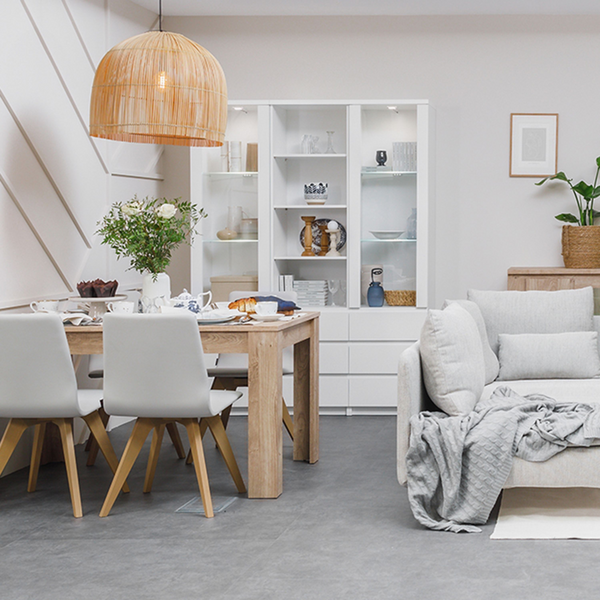 Prestwich Tall Narrow 1 Door 3 Drawer Glazed Display Cabinet in White | Dining Cabinet | Dining Cabinets