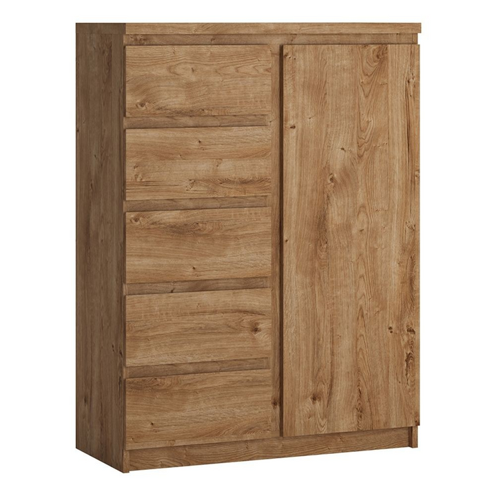 Prestwich 1 Door 5 Drawer Cabinet in Oak | Dining Cabinet | Dining Cabinets