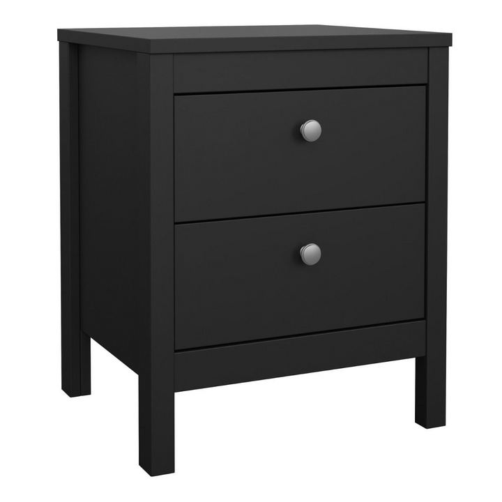 Bournville Bedside Table 2 Drawers in Matt Black | Bedside Cabinet | Bedside Cabinets | Bedroom Cabinet