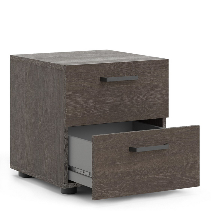 Longbridge Nightstand 2 Drawers in Rovere Gessato Dark Oak | Bedside Cabinet | Bedside Cabinets | Bedroom Cabinet