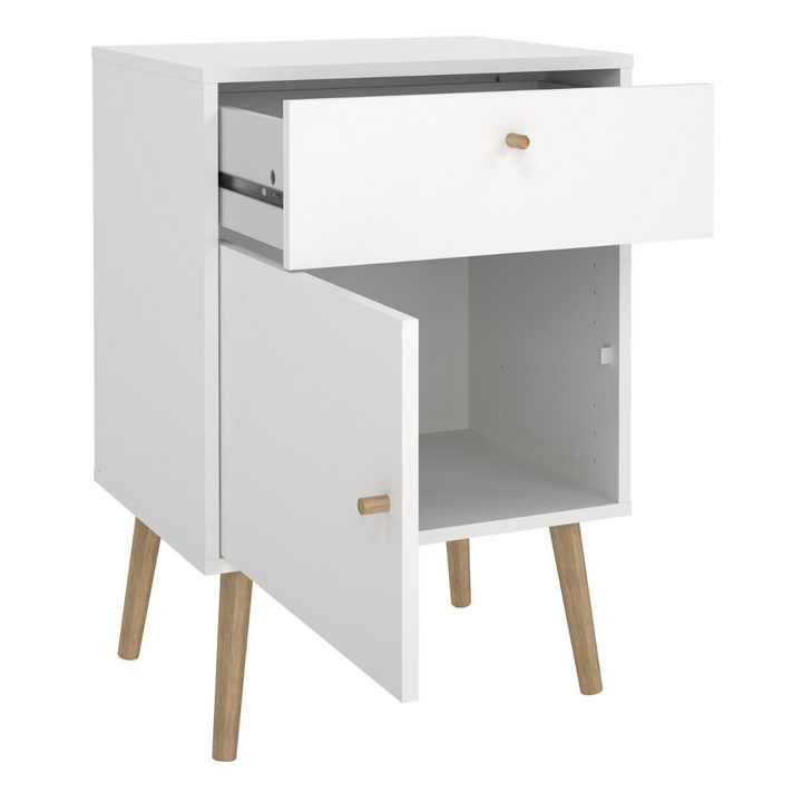 Broadstairs Nightstand 1 Door + 1 Drawer White | Bedside Cabinet | Bedside Cabinets | Bedroom Cabinet