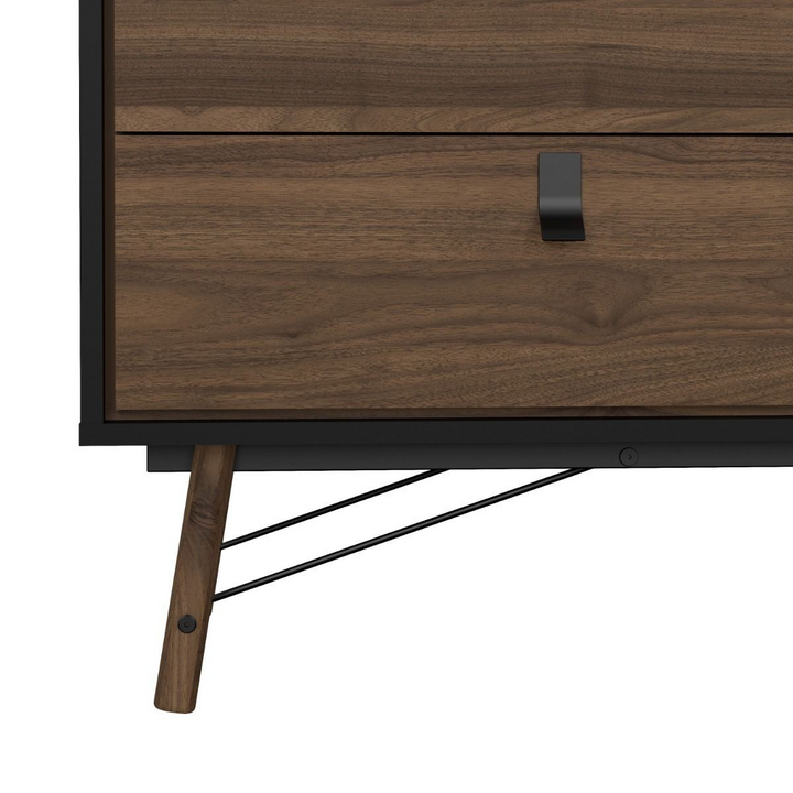 Moubray Wide Double Chest of Drawers 6 Drawers in Matt Black Walnut | Chest of Drawers | Drawers 