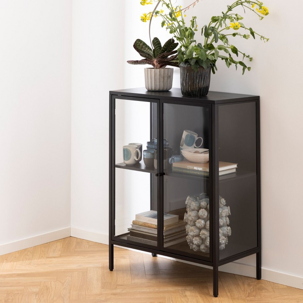 Carshalton Low 2 Door Display Cabinet in Matt Black | Dining Cabinet | Dining Cabinets