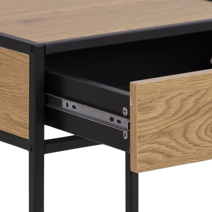 Arnold Bedside Table with 1 Drawer in Black & Oak | Bedside Cabinet | Bedside Cabinets | Bedroom Cabinet