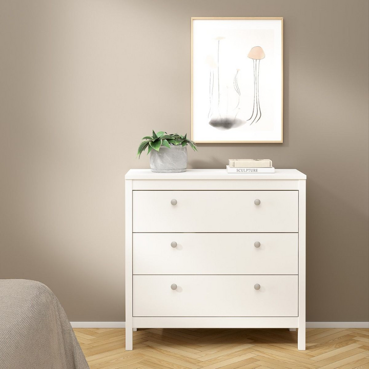 Hindley Chest 3 Drawers in White | Chest of Drawers | Drawers 