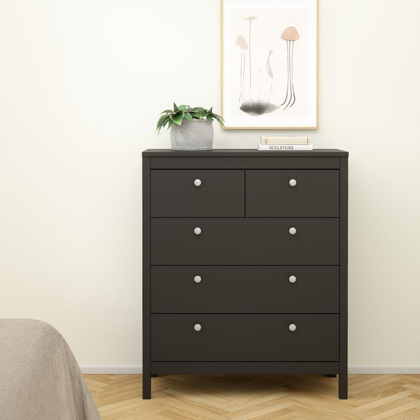 Hindley Chest 3+2 Drawers in Matt Black | Chest of Drawers | Drawers 