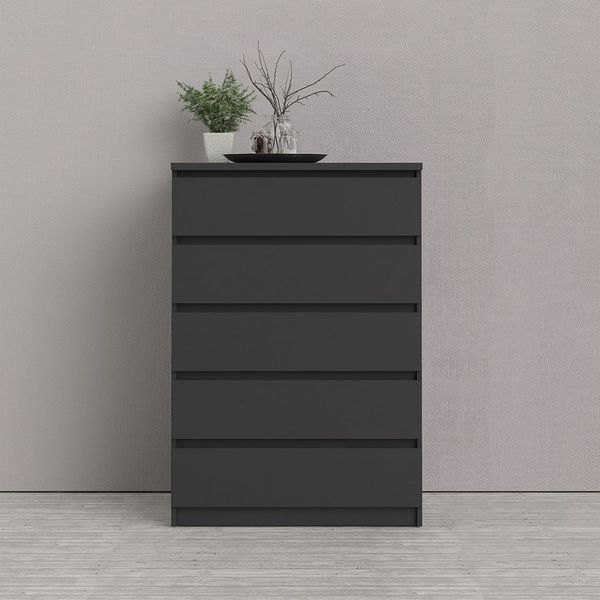 Brook Chest of 5 Drawers in Black Matt | Chest of Drawers | Drawers 