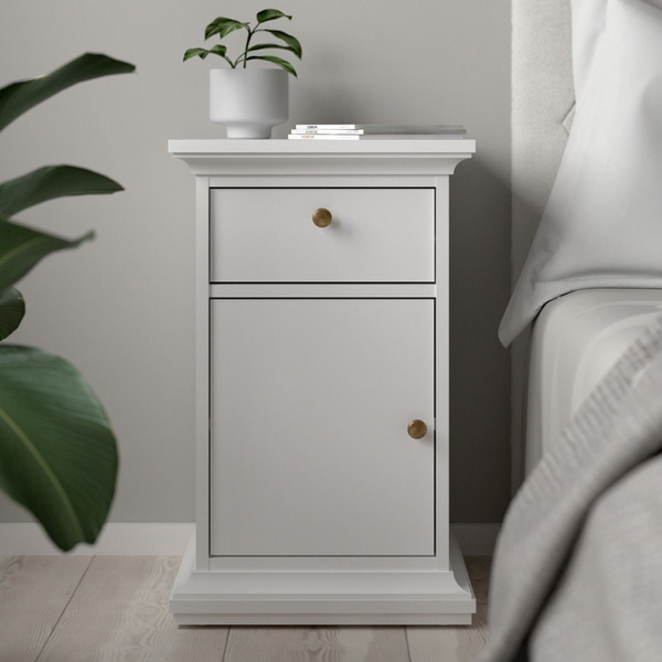 Solihull Nightstand 1 Door + 1 Drawer in White