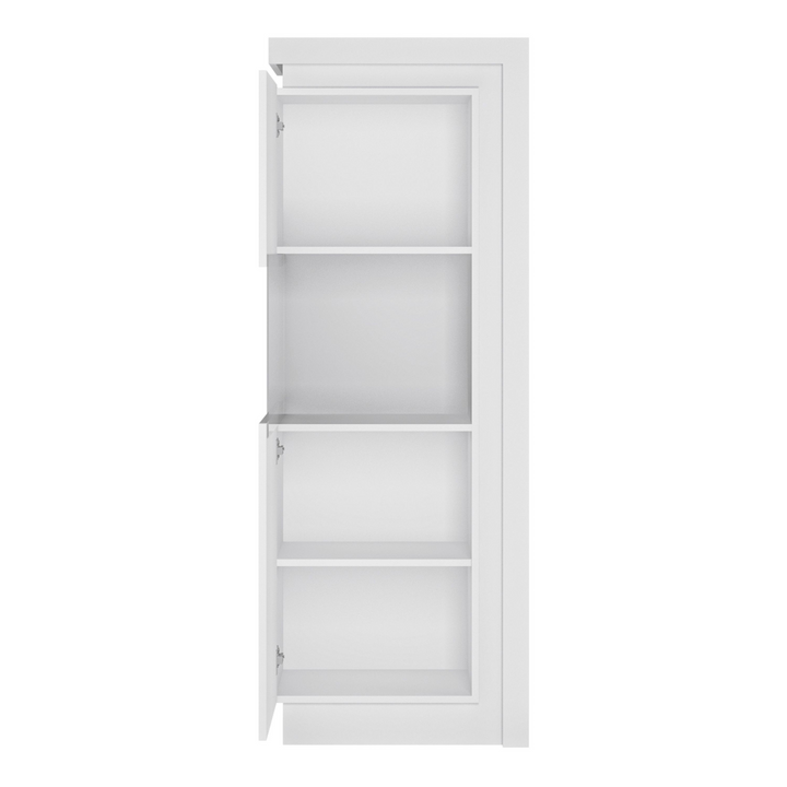 Earley Narrow display cabinet (LHD) 164.1cm high (including LED lighting) in White and High Gloss | Dining Cabinet | Dining Cabinets