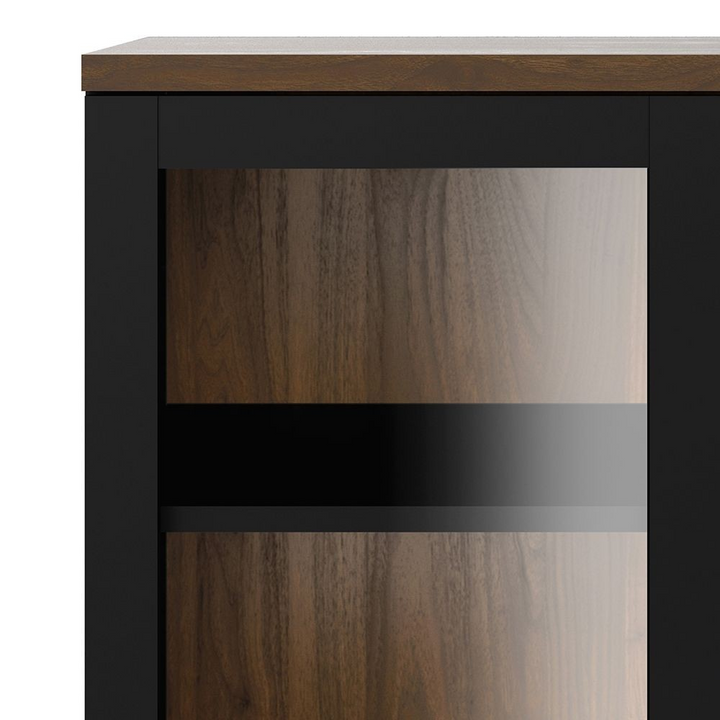 Spalding Display Cabinet Glazed 2 Doors in Black and Walnut | Dining Cabinet | Dining Cabinets