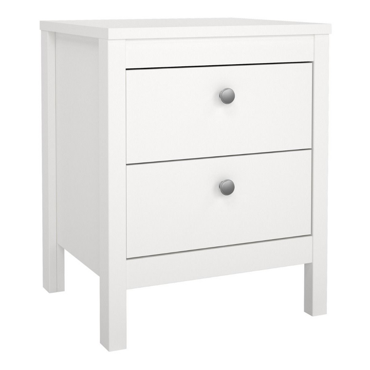 Bournville Bedside Table 2 Drawers in White | Bedside Cabinet | Bedside Cabinets | Bedroom Cabinet