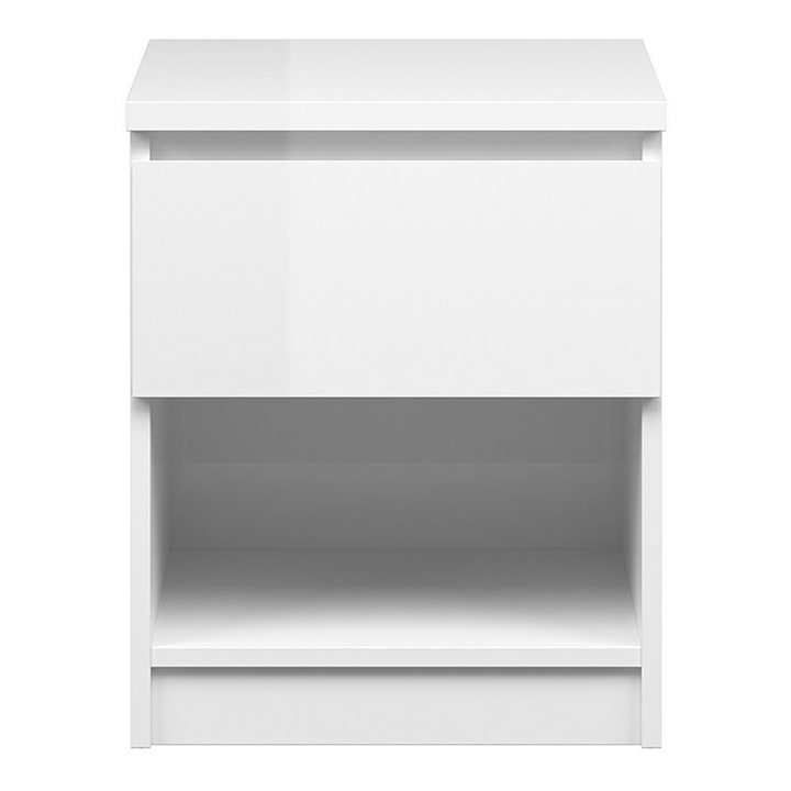 Brook Bedside 1 Drawer 1 Shelf in White High Gloss | Bedside Cabinet | Bedside Cabinets | Bedroom Cabinet