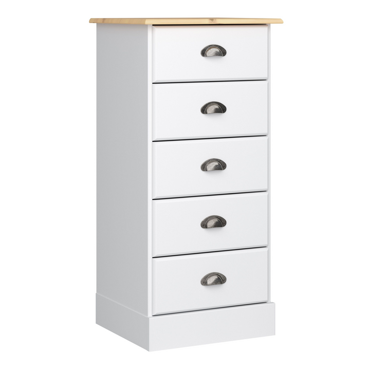 Frome 5 Drawer Chest White & Pine | Chest of Drawers | Drawers 