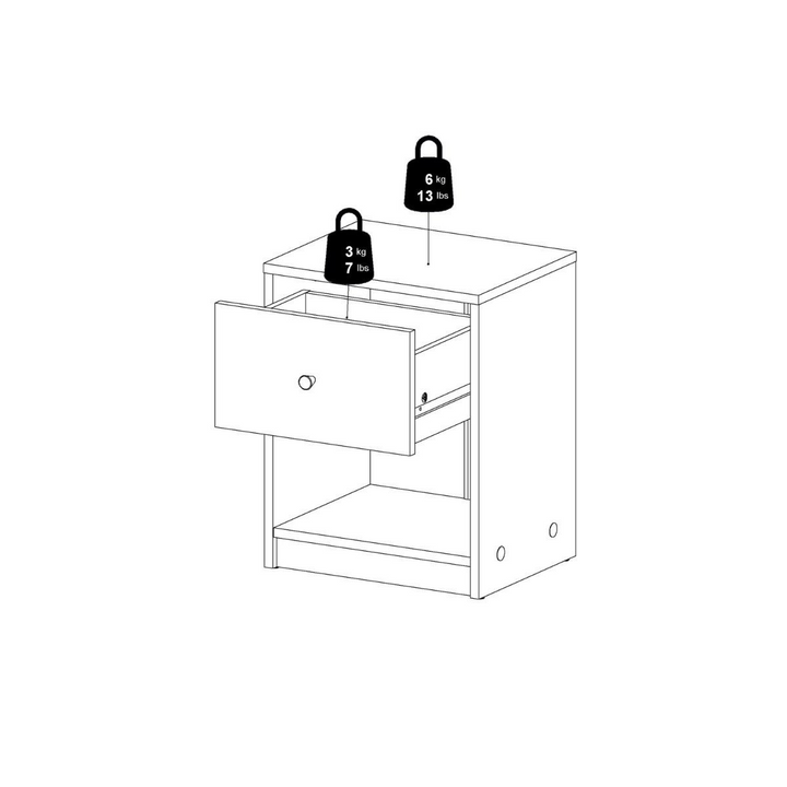 Shenley Bedside 1 Drawer in White | Bedside Cabinet | Bedside Cabinets | Bedroom Cabinet