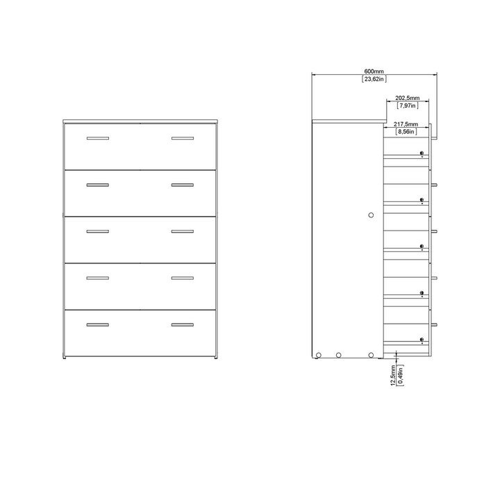 Longton Chest of 5 Drawers in White | Chest of Drawers | Drawers 