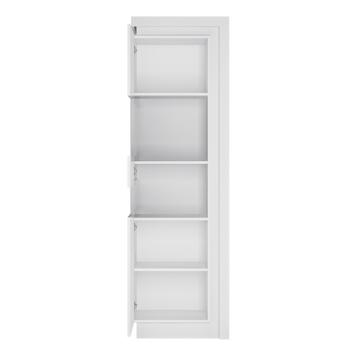 Earley Tall Narrow Display Cabinet (LHD) (including LED lighting) in White and High Gloss | Dining Cabinet | Dining Cabinets