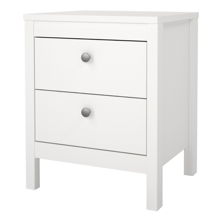 Bournville Bedside Table 2 Drawers in White | Bedside Cabinet | Bedside Cabinets | Bedroom Cabinet