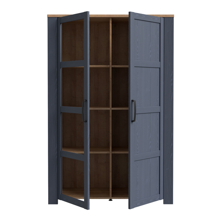 Hitchin 2 Door Display Cabinet in Riviera Oak/Navy | Dining Cabinet | Dining Cabinets