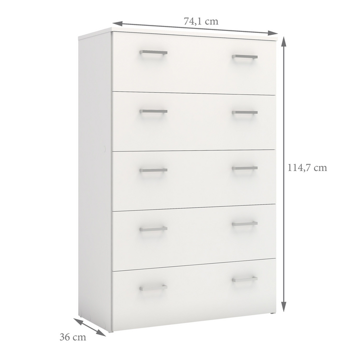 Longton Chest of 5 Drawers in White | Chest of Drawers | Drawers 