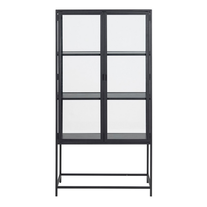 Wishaw 2 Glass Door Display Cabinet in Black | Dining Cabinet | Dining Cabinets