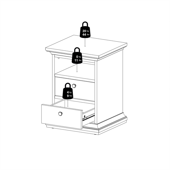 Solihull Bedside 2 Drawers in White and Oak | Bedside Cabinet | Bedside Cabinets | Bedroom Cabinet