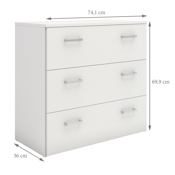 Longton Chest of 3 Drawers in White | Chest of Drawers | Drawers 