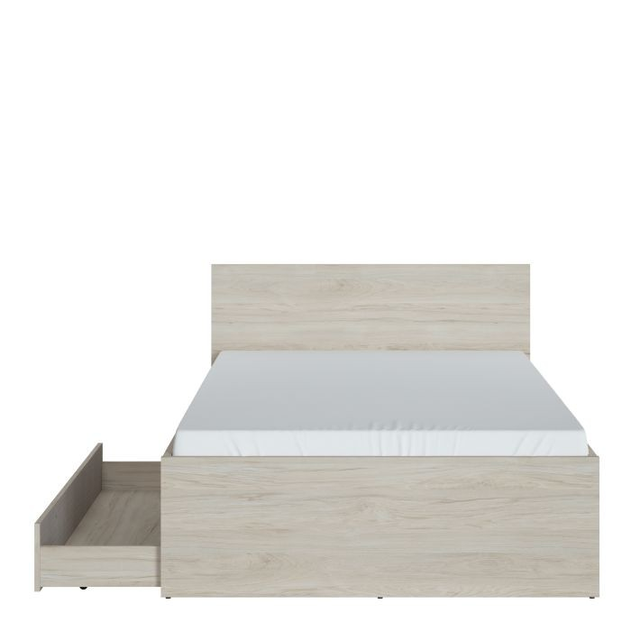 Batley 120cm Bed with 1 Drawer in Light Walnut, Grey Fabric Effect and Cashmere | Beds | Single Bed