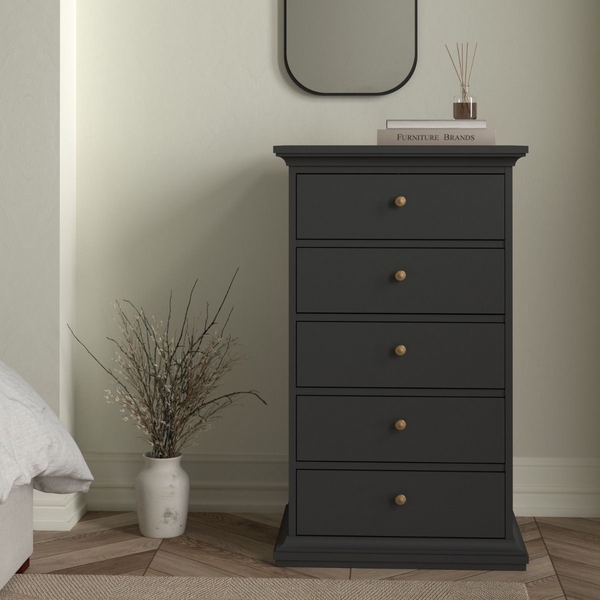 Solihull Chest 5 Drawers in Matt Grey | Chest of Drawers | Drawers 