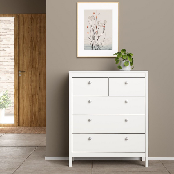 Hindley Chest 3+2 Drawers in White | Chest of Drawers | Drawers 