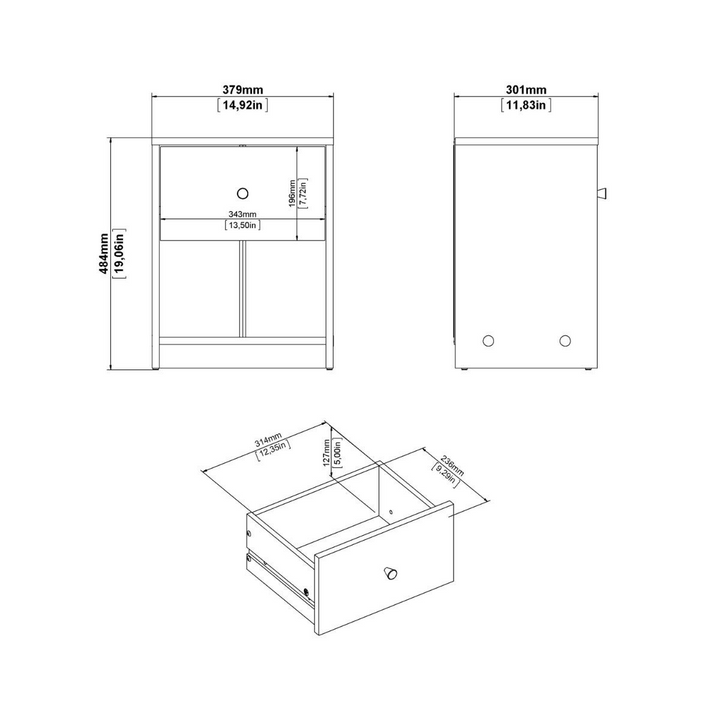 Shenley Bedside 1 Drawer in Black | Bedside Cabinet | Bedside Cabinets | Bedroom Cabinet