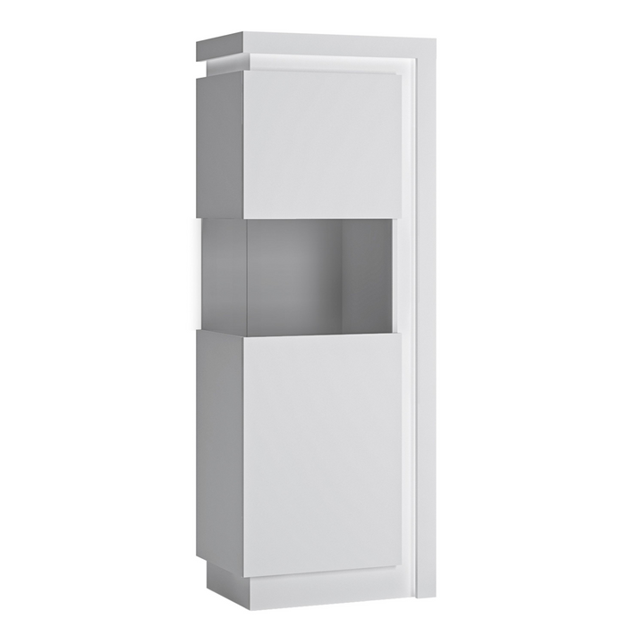 Earley Narrow display cabinet (LHD) 164.1cm high (including LED lighting) in White and High Gloss | Dining Cabinet | Dining Cabinets