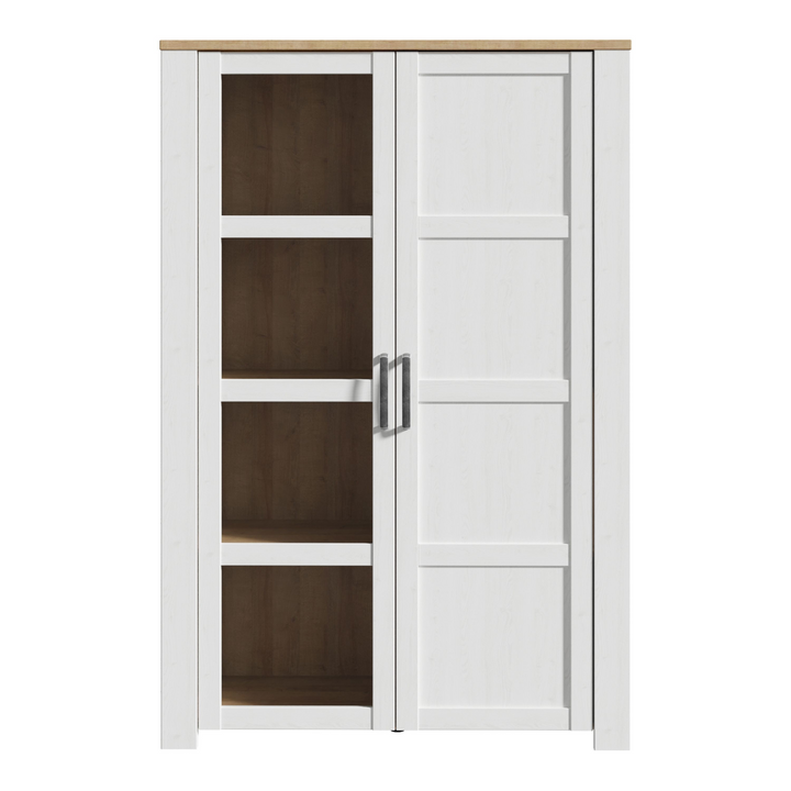 Hitchin 2 Door Display Cabinet in Riviera Oak/White | Dining Cabinet | Dining Cabinets