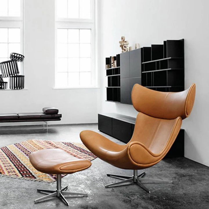 Rochdale Chair And Ottoman, Brown with Star Base | Arm Chair | Comfort Chair 