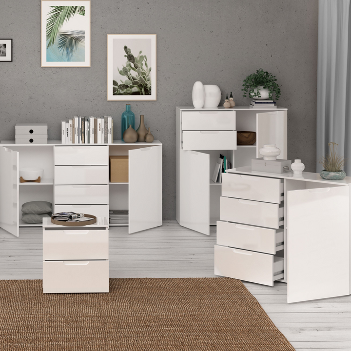 Bloxwich Bedside in White/White High Gloss | Bedside Cabinet | Bedside Cabinets | Bedroom Cabinet