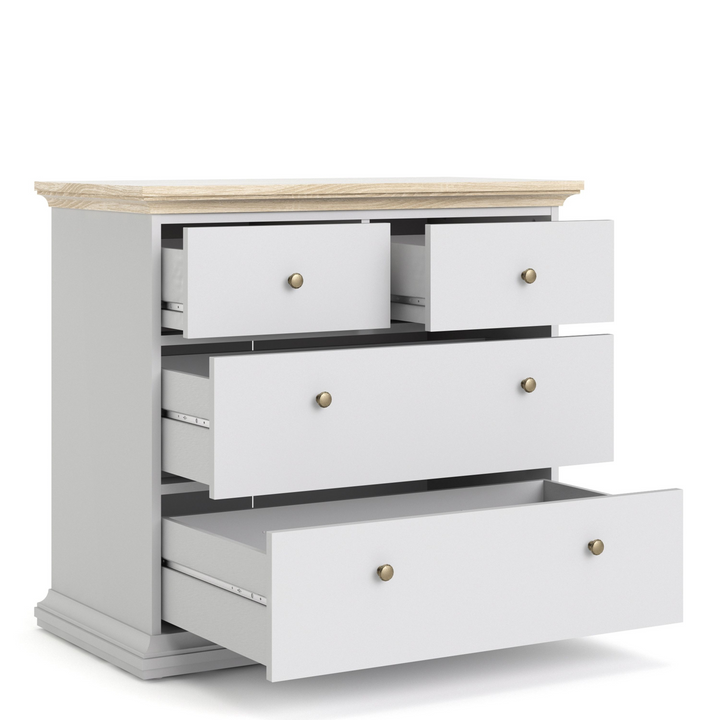 Solihull Chest of 4 Drawers in White and Oak | Chest of Drawers | Drawers 