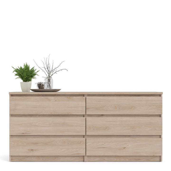 Brook Wide Chest of 6 Drawers (3+3) in Jackson Hickory Oak | Chest of Drawers | Drawers 