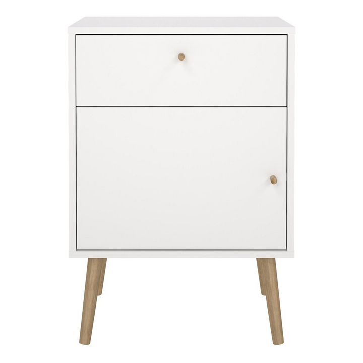 Broadstairs Nightstand 1 Door + 1 Drawer White | Bedside Cabinet | Bedside Cabinets | Bedroom Cabinet