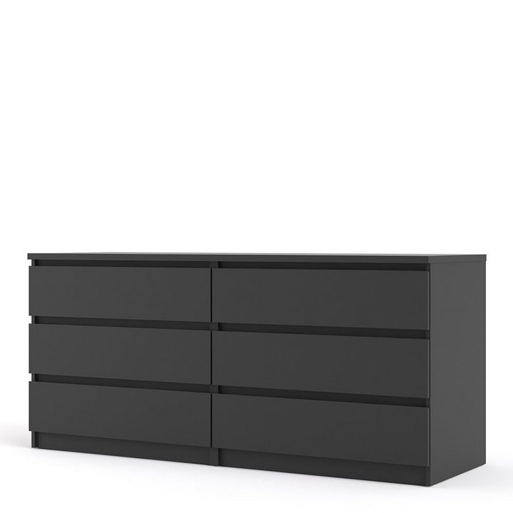 Brook Wide Chest of 6 Drawers (3+3) in Black Matt | Chest of Drawers | Drawers 