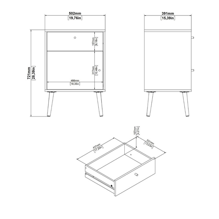 Broadstairs Nightstand 1 Door + 1 Drawer White | Bedside Cabinet | Bedside Cabinets | Bedroom Cabinet