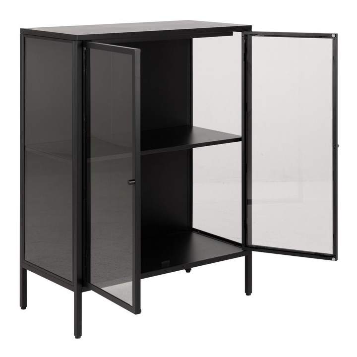 Carshalton Low 2 Door Display Cabinet in Matt Black | Dining Cabinet | Dining Cabinets