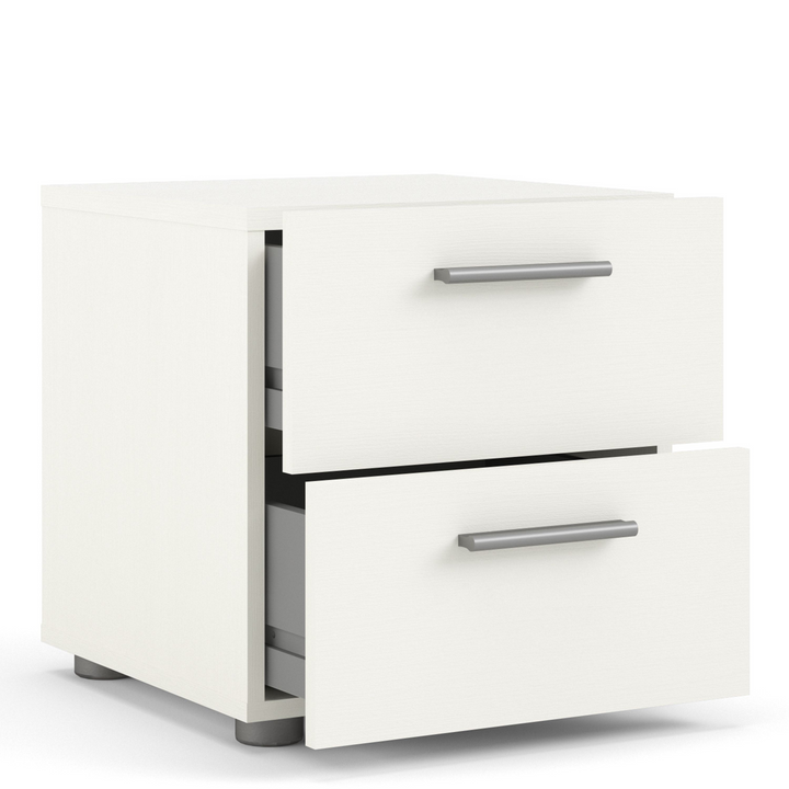 Ende Bedside 2 Drawers in White Woodgrain | Bedside Cabinet | Bedside Cabinets | Bedroom Cabinet