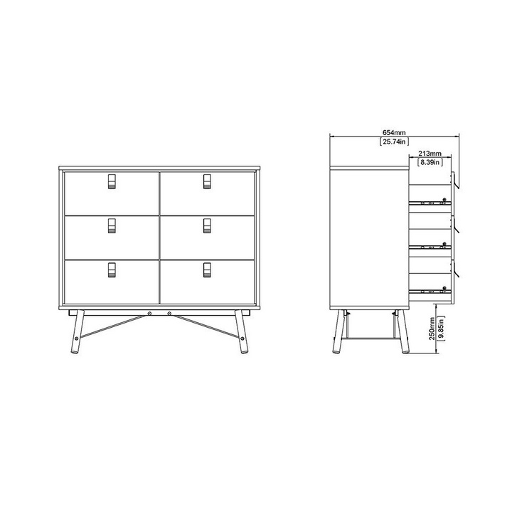 Moubray Double Chest of Drawers 6 Drawers in Matt White | Chest of Drawers | Drawers 