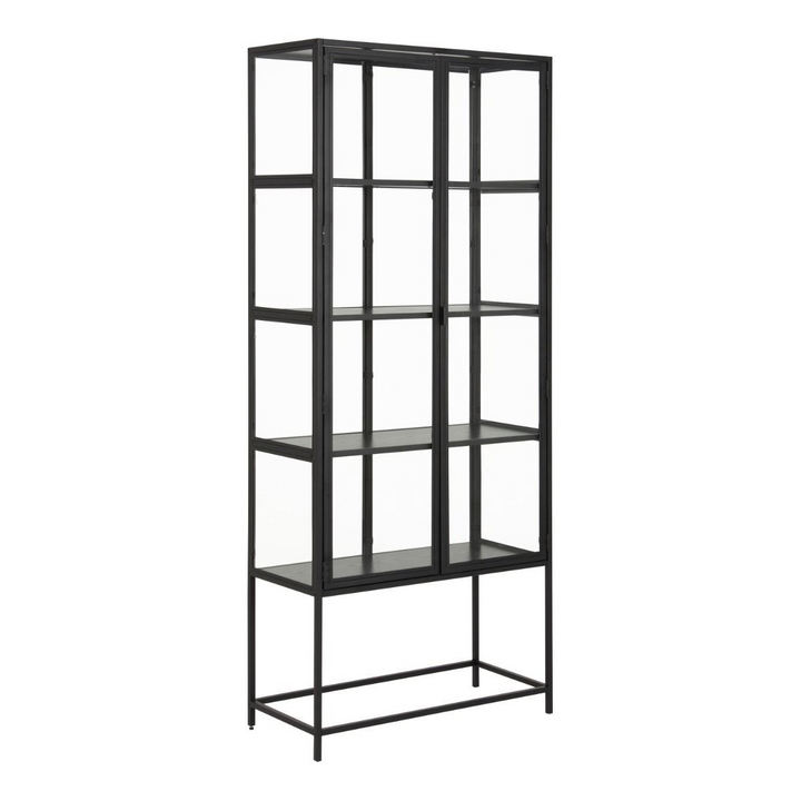 Wishaw Tall Black Metal 2 Door Display Cabinet | Dining Cabinet | Dining Cabinets