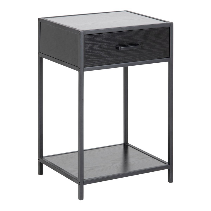 Arnold Bedside Table with 1 Drawer in Black | Bedside Cabinet | Bedside Cabinets | Bedroom Cabinet