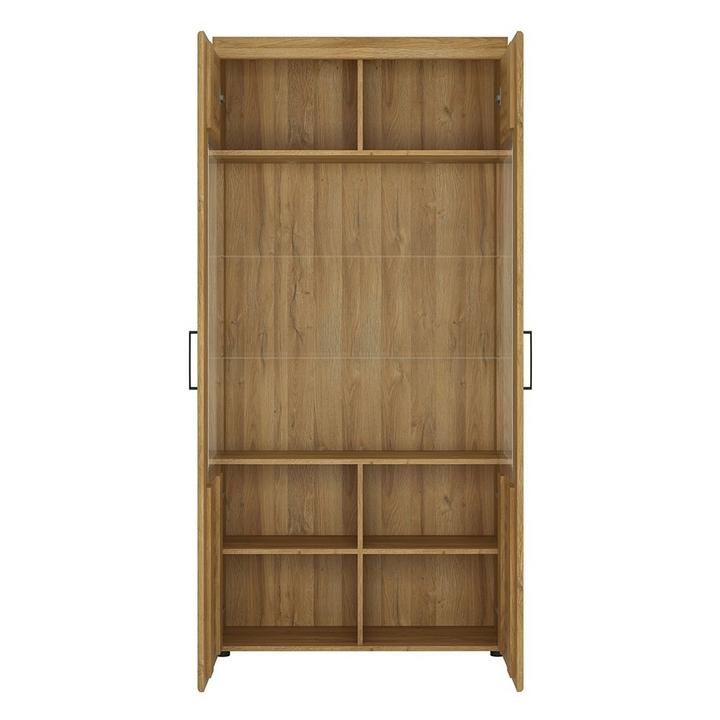 Pontypridd Tall Wide 2 Door glazed Display Cabinet in Grandson Oak | Dining Cabinet | Dining Cabinets