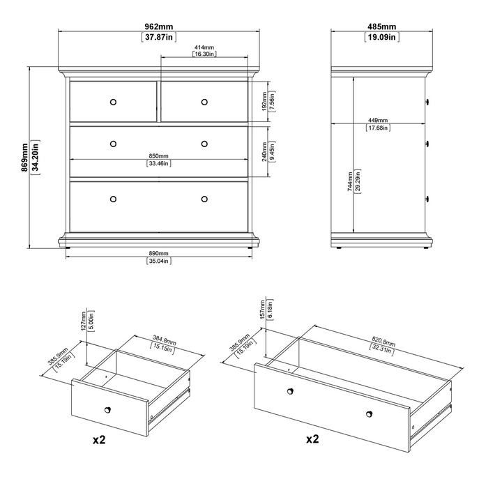 Solihull Chest of 4 Drawers in Matt Grey | Chest of Drawers | Drawers 