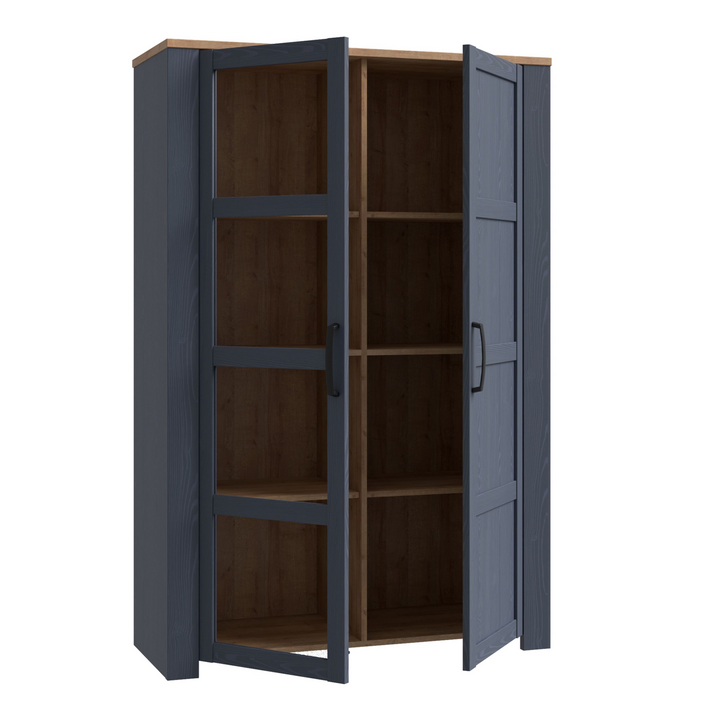Hitchin 2 Door Display Cabinet in Riviera Oak/Navy | Dining Cabinet | Dining Cabinets
