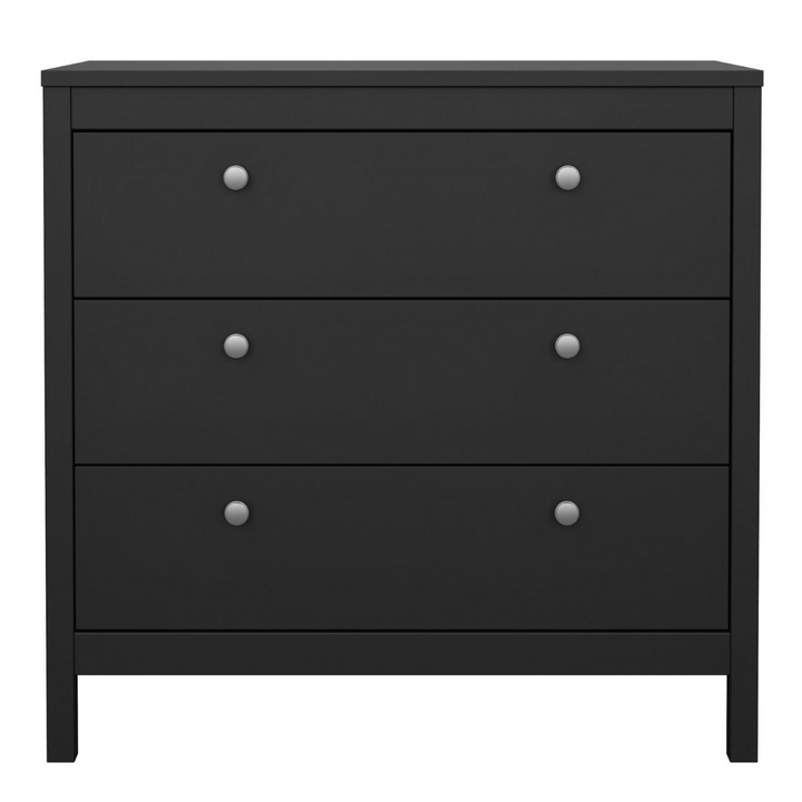 Hindley Chest 3 Drawers in Matt Black | Chest of Drawers | Drawers 