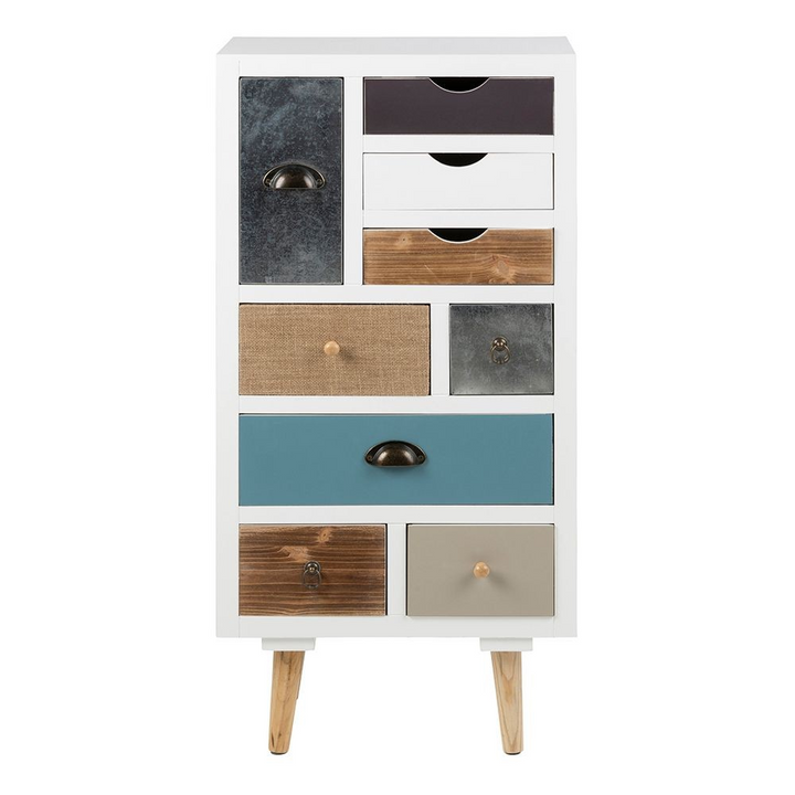 Ashington White Shabby Chic Multi Coloured 9 Drawer Chest | Chest of Drawers | Drawers 