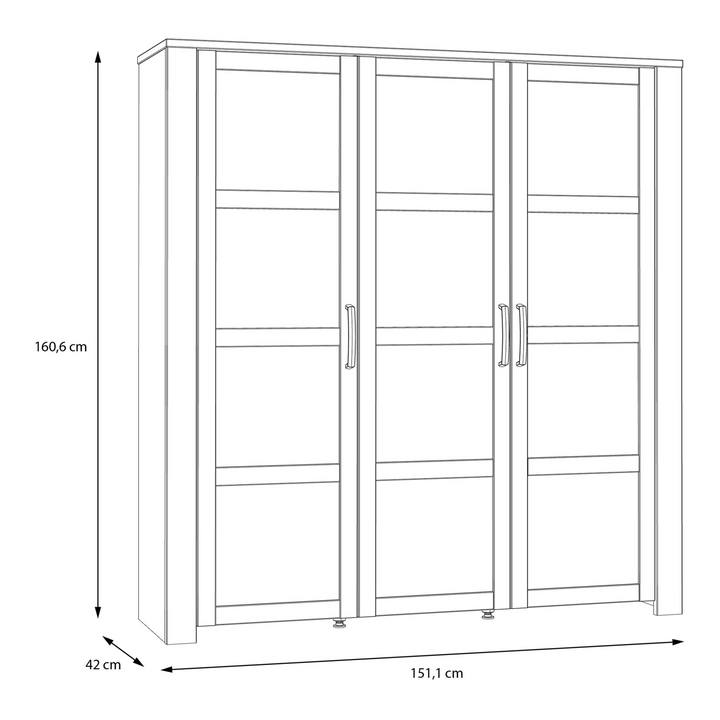 Hitchin 3 Door Large Display Cabinet in Riviera Oak/Grey Oak | Dining Cabinet | Dining Cabinets
